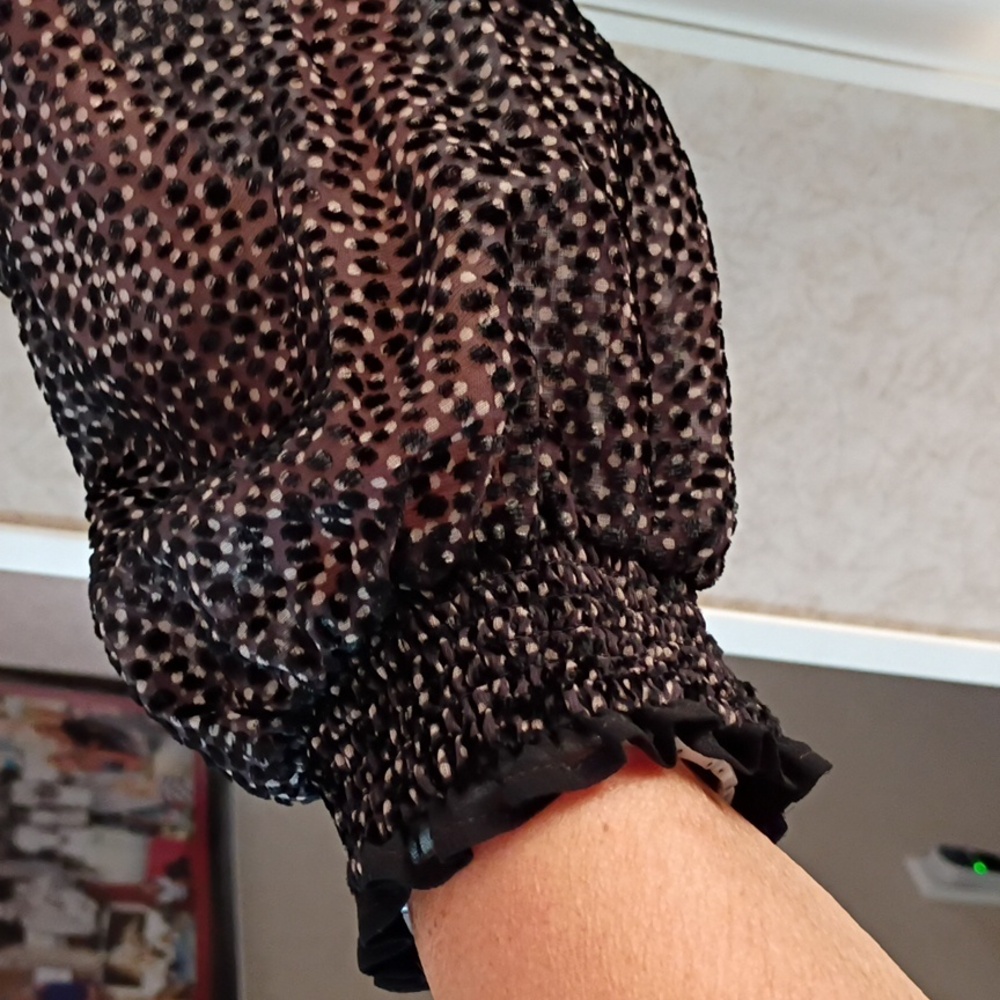 White House Black Market Sheer Black Blouse - Picture 4 of 5